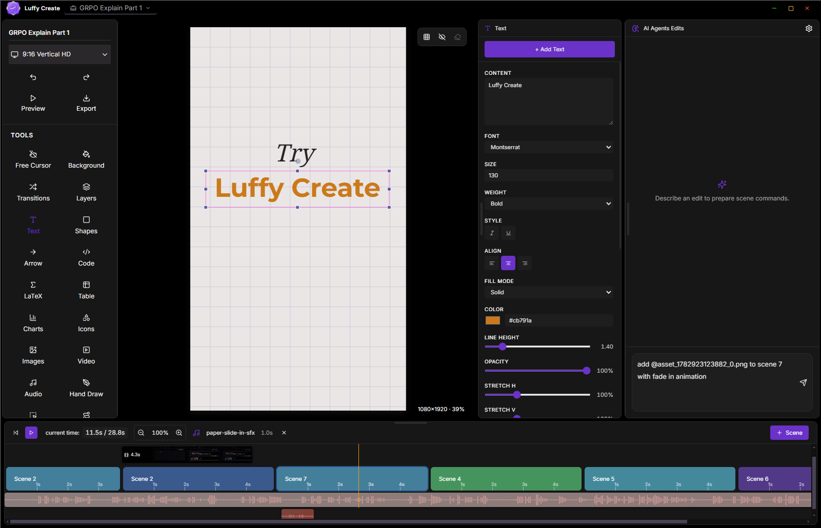 Luffy Create editor interface